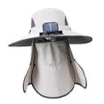 thumbnail image 4 of Sombrero solar de ventilador solar al aire libre con cubierta de cuello cara cómoda protección solar recargable Sombrero solar para hombres Capa de Gris claro, 4 of 8