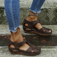 thumbnail image 6 of Miluxas Women's Wedge Sandals Summer : Closed Toe Sandal for Women Platform Dressy Wedges Brown 5.5(36), 6 of 9