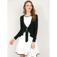 thumbnail image 3 of Cardigan Allegra K de dobladillo Rizado Negro S, 3 of 6