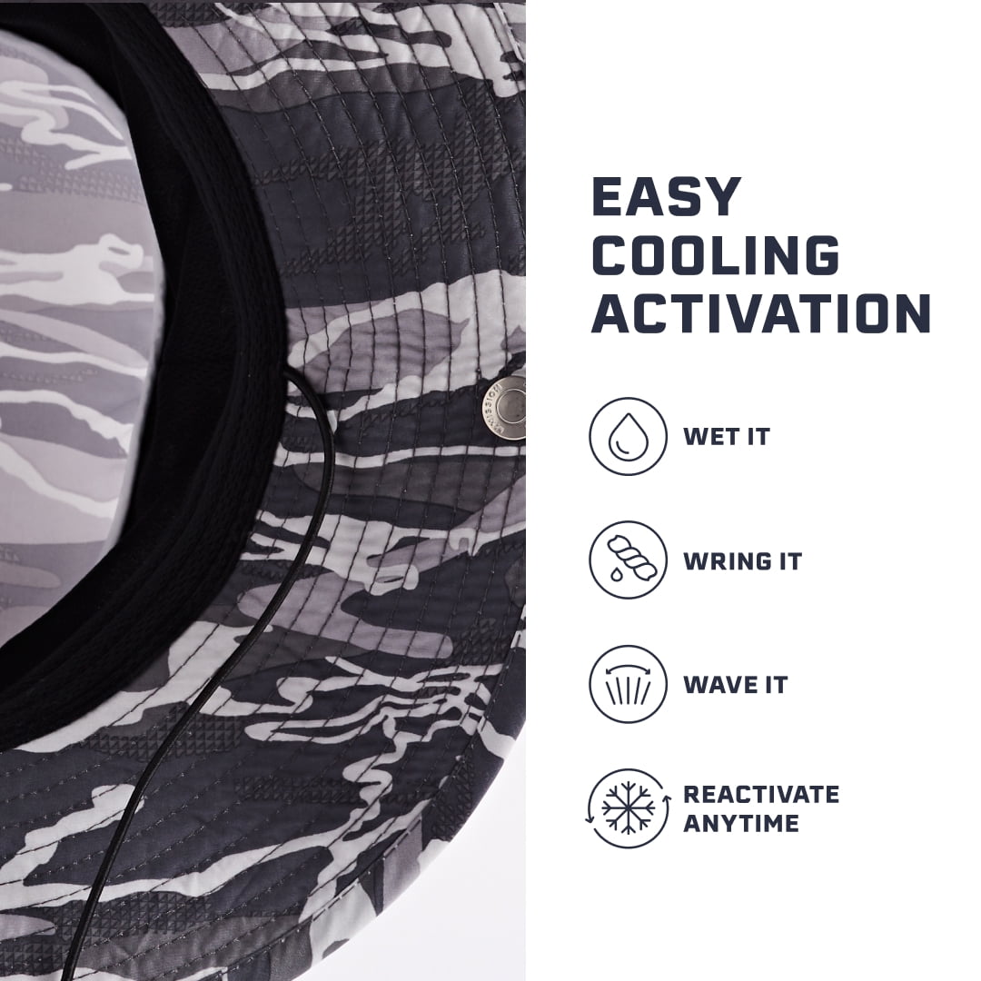 MISSION Cooling UPF Bucket Hat - Unisex Sun Hat for Hiking, Golfing & Fishing - Sweat & Water Activated Technology - Matrix Camo Silver