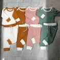 thumbnail image 1 of Toddler Baby Girl Boy Clothes Knitted Sets 2Pcs Baby Ribbed Cotton Outfits Long Sleeve Romper Tops Leggings Spring Fall, 1 of 5