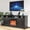 Black, variant on Black TV Stand with Fireplace for 65/75/80 inch TV, 23“ Remote-Control Fireplace Heater, Farmhouse Entertainment Center with Doors and Shelves, TV Console for Living Room/Bedroom