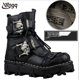 thumbnail image 3 of Botas de trabajo de cuero genuino para hombre, botas de combate militares, botas de moda Punk con calavera gótica, botas de motocicleta 50 Vintage, 3 of 5