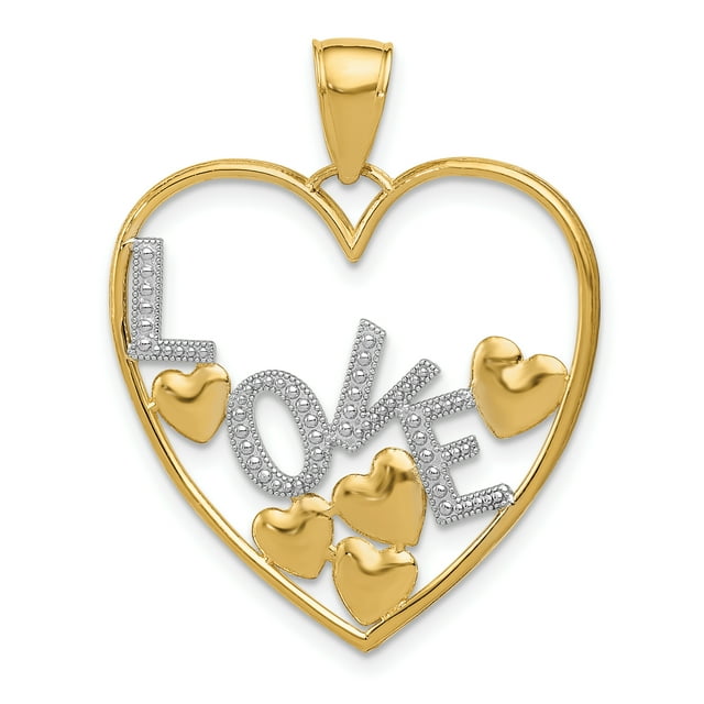 Pendentif Cœurs Flottants en Or Jaune Rhodié 14K & Rhodié