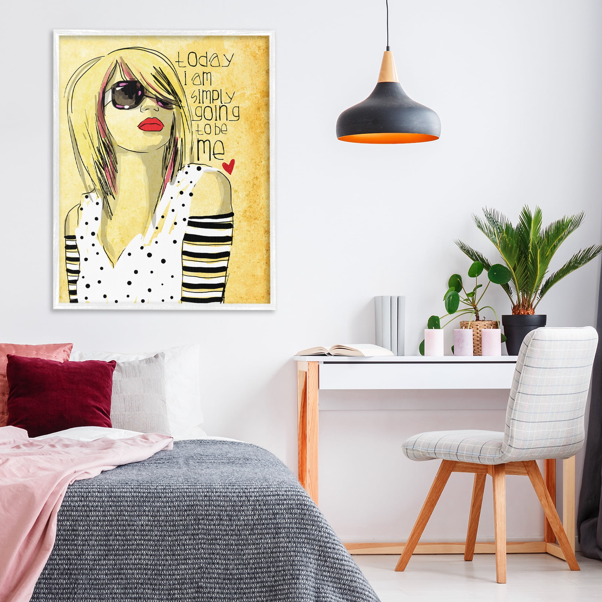 Stupell Industries Today I Am Simply Me White Framed Giclee Art, design by Suzanne Millius