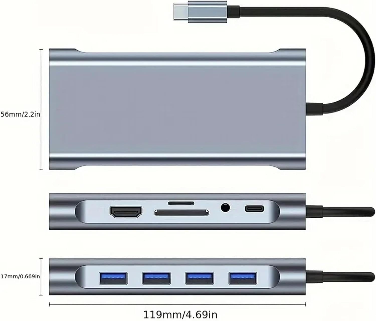 USB C Laptop Docking Station 4K 30Hz Type-C Hub with HDMI, RJ45 Ethernet 1000Mbps , 4 USB Ports, VGA, SD TF, Audio, 100W PD Charging for Type C PC Cell Phone Laptops