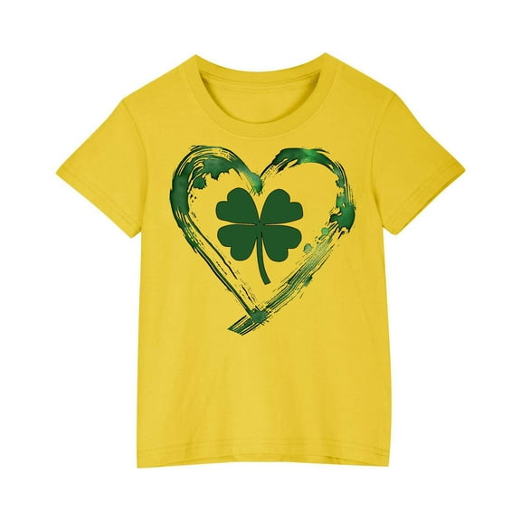 AherBiu Kid Toddler Clothes Unisex Boys Girls Summer Tops Short Sleeve St. Patrick's Print Basic Comfy T Shirts