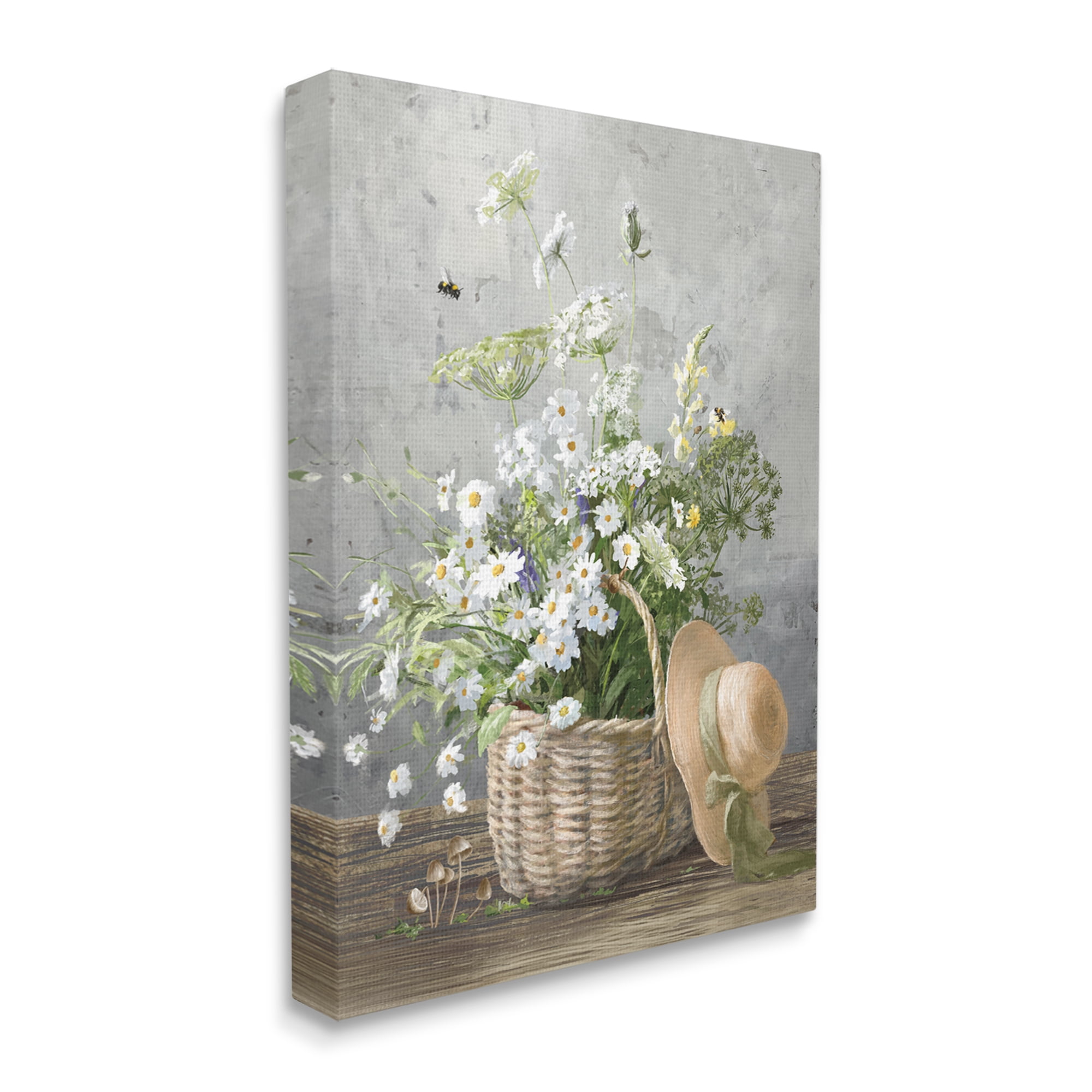 Stupell Industries Country Daisy Basket Botanical & Floral Painting Gallery Wrapped Canvas Art Print Wall Art, 36 x 48