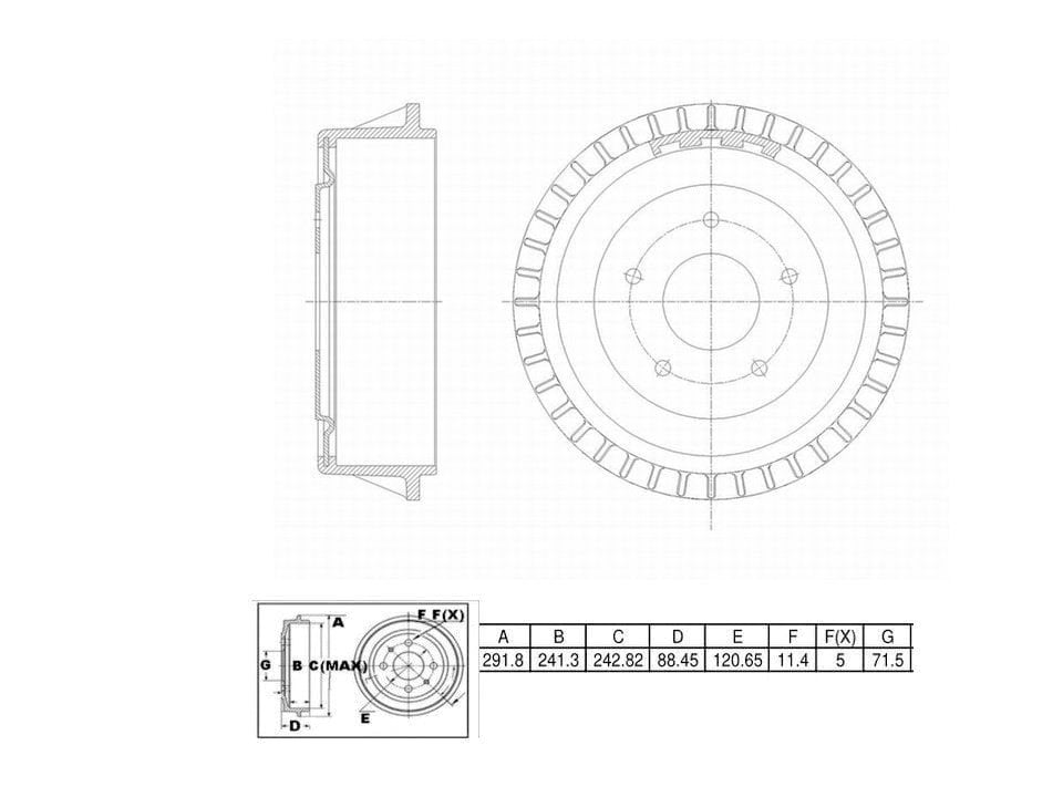 Winstop Brake Drum, Front WS236115, Chevrolet Camaro 1970-1967
