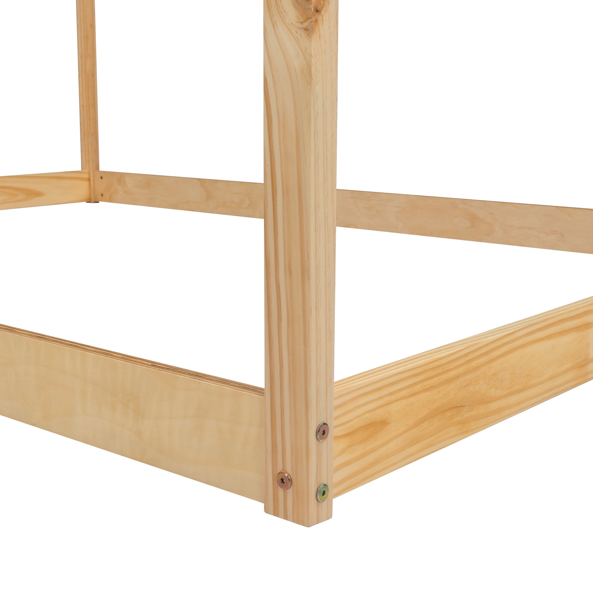 Gewnee Wood House Bed,Full Size Montessori Wood Bed Frame with Roof for Kids Toddlers,Natural