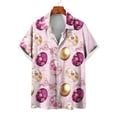 thumbnail image 4 of Lilgiuy Easter Day Shirt for Men Casual Easter Eggs Graphic Short Sleeve Lapel Collar Button Down Beach Hawaiian Vacation Shirt(Purple,L), 4 of 5