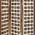 thumbnail image 4 of Benzara  Wooden 3 Panel Room Divider with Interconnected Square Blocks, Brown, 4 of 5