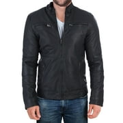 X Ray Jeans Men's Leather Jacket Coat, Sherpa Lined Faux PU Leather Aeronautical Motorcycle Biker Jacket for Men