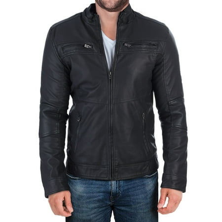 X Ray Jeans Men's Leather Jacket Coat, Sherpa Lined Faux PU Leather Aeronautical Motorcycle Biker Jacket for Men