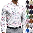 thumbnail image 2 of CCRFTGI Long Sleeve Polo Shirts for Men Classic Slim Fashion Collared Golf Workout Casual Shirts Tees Pink 2XL, 2 of 4