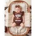 thumbnail image 5 of Cjfdfy Newborn Baby Girl Football Outfit Corduroy Romper Overalls On Sunday We Watch Football with Daddy Letters Embroidery Flying Sleeve Jumpsuit Bodysuit Palysuit Headband 0 3 6 12 18 Months, 5 of 9
