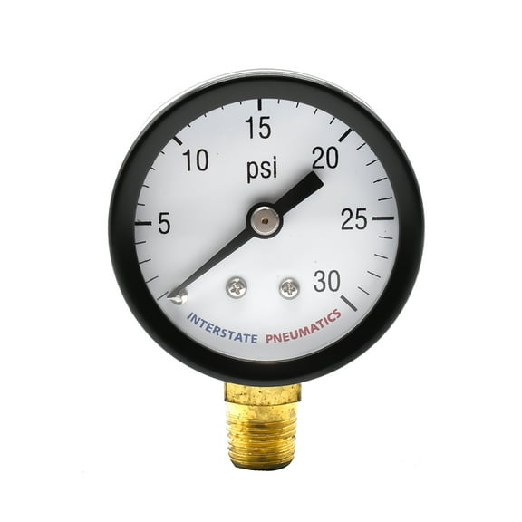 Interstate Pneumatics G2001-030 Pressure Gauge 0-30 PSI 1-1/2" Diameter 1/8" NPT Bottom Mount