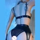 thumbnail image 4 of Gibobby Lenceria mujer sexy Conjunto de Lencería de Malla, Elegante Conjunto de Lencería con Bordado de Bloques de Color Ajustable para Mujer para Luna(Negro, XG), 4 of 5