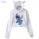 thumbnail image 1 of Disney Lilo Stitch Funny Print Hoodies Oversized Streetwear Fashion Cool Black Drawstring Short Crop Hoodie Women Cat Ears HoodS Gao Jinjia LED, 1 of 2