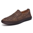 thumbnail image 3 of Men's Gray Woven Perforated Suede Slip-On Casual Loafers, 3 of 4