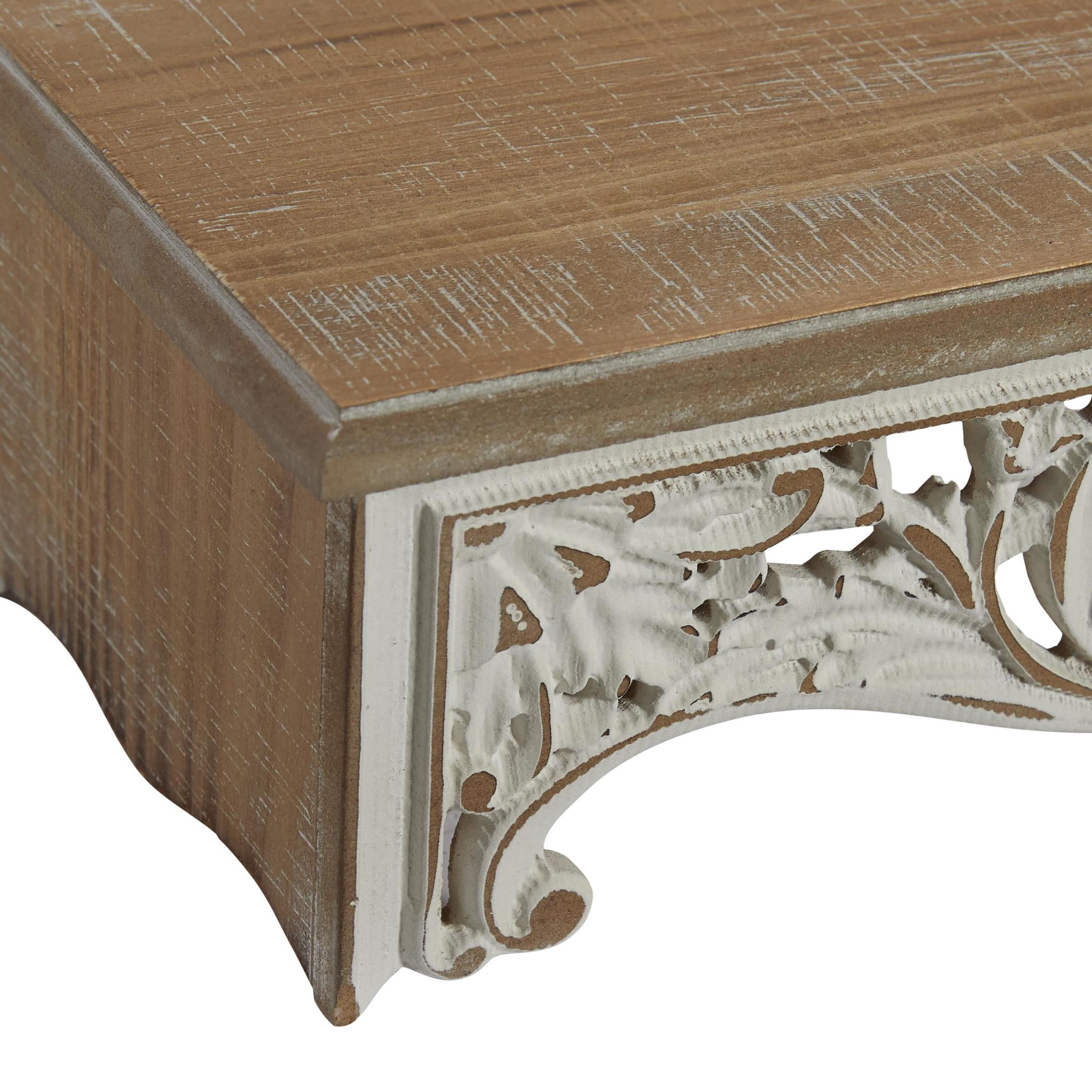 DecMode 19", 24", 28"W Carved 3-Tier Cream Scroll Wall Shelf (3 Count)