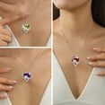 thumbnail image 2 of Juwaliy Collar de Corazón para Mujer para Madre E Hija de Plata Esterlina 925 con Dije de Piedra de Nacimiento Granate Rojo Joyería Regalo de Enero Cumpleaños Navidad Mother's Day, 2 of 7