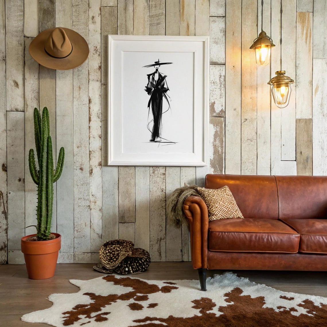 Fashion Woman Illustration Wall Art Print Modern Chic Minimal Decor