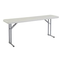 Pemberly Row 18x72" Plastic Heavy Duty Seminar Folding Table in Speckled Gray