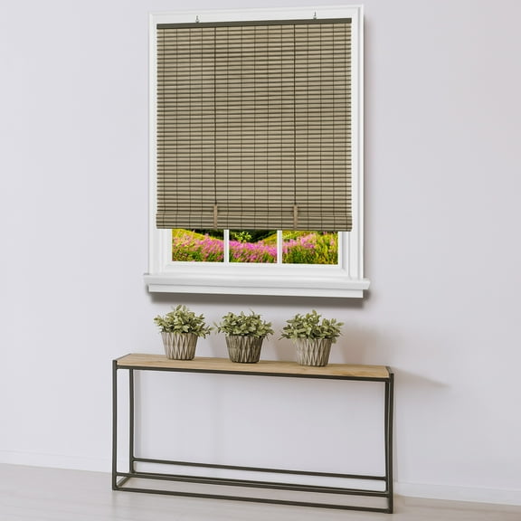Simple Elegance by Ben&Jonah Cordless Eclipse Collection Vinyl Roll-Up Blind 36"L x 72"W - Cocoa/Almond