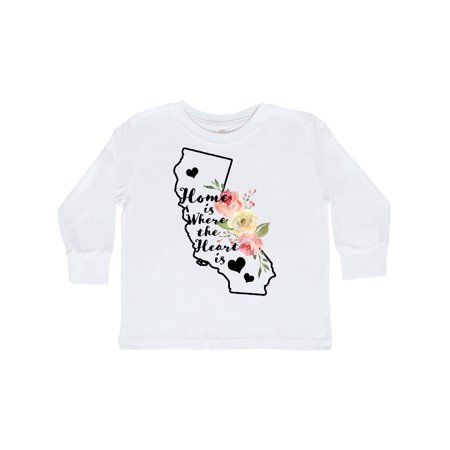 

Inktastic California Home is Where the Heart is with Watercolor Floral Gift Toddler Boy or Toddler Girl Long Sleeve T-Shirt