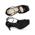 thumbnail image 3 of BLISSFUL STEP Women's Patent Leather Ankle Strap Stiletto Heels Sandals Black 6, 3 of 8