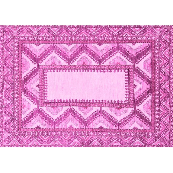 Ahgly Company Indoor Rectangle Abstract Pink Modern Area Rugs, 6' x 9'