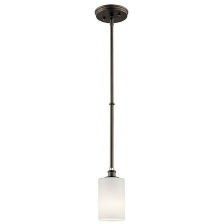 

1 Light Contemporary Retro Mini Pendant Light Fixture with Satin Etched Cased Opal Glass-Olde Bronze Finish-Led Lamping Type Bailey Street Home