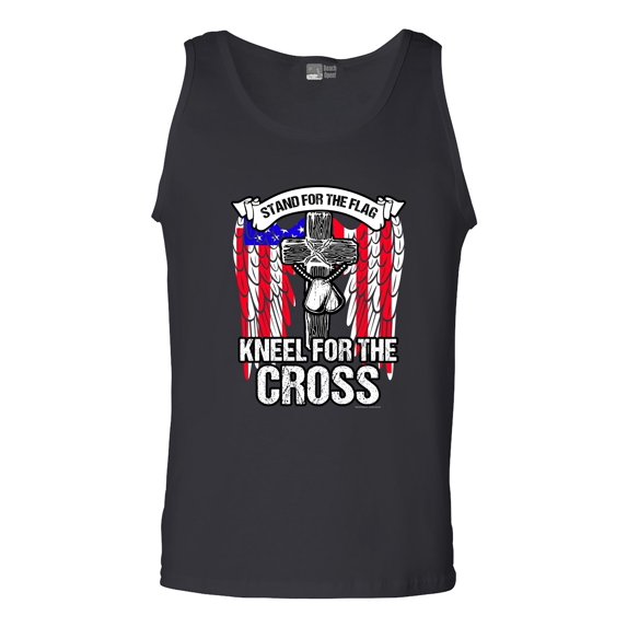 Stand For The Flag Kneel For The Cross Army Necklace USA DT Adult Tank Top