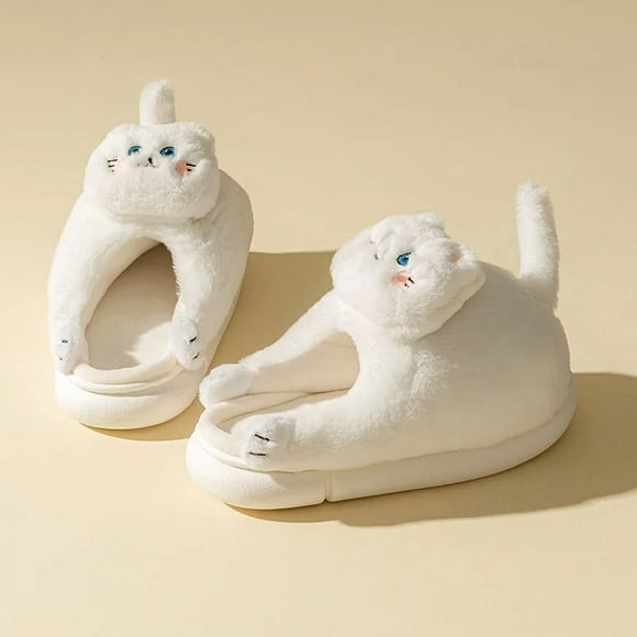 Winter Women‘s Slippers Holding Cat Cartoon Cute Home Cotton Slippers Winter New Soft Sole Thickened Warm Couple Plush Shoes