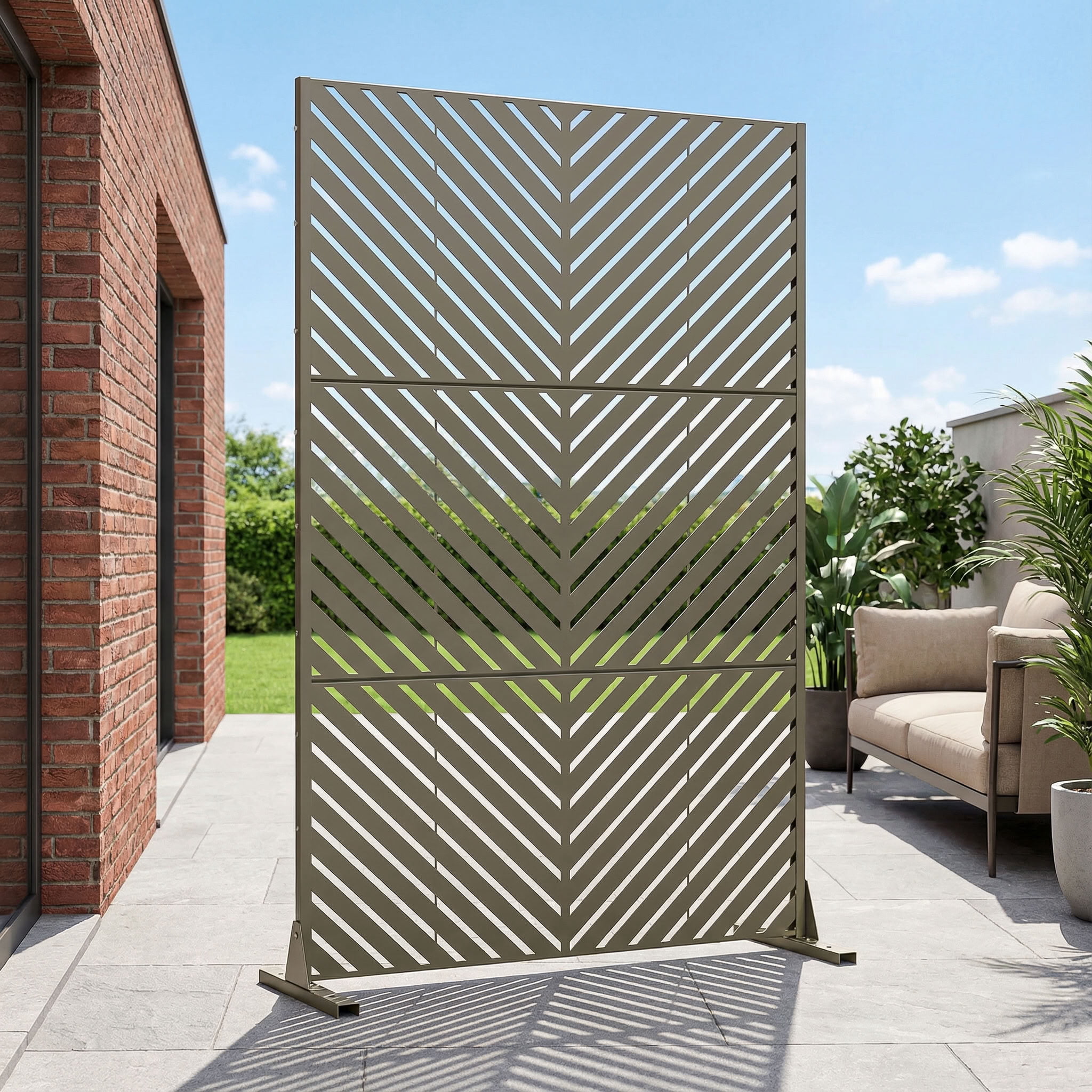 MAYEERTY 72*47in Outdoor Privacy Screen, Rust Resistant Metal Privacy Fence, Privacy Panel for Patio, Balcony, Garden