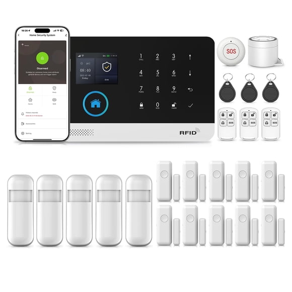 Kit de alarma para el hogar Clouree WiFi y GSM de 24 piezas con sensores