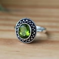 thumbnail image 5 of Green Peridot Ring, 925 Silver Ring, August Birthstone Ring, Boho Silver Ring, Vintage Ring, Oval Cut Gemstone, Cocktail Ring, Charm Ring, 5 of 5