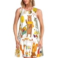 thumbnail image 1 of Naloa Robe d'Été Décontractée de Plage pour Femmes avec Imprimé d'Animaux de la Forêt d'Automne, Sans Manches, Col Rond, Ample, 1 of 7
