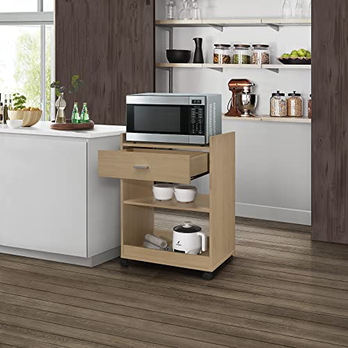 Kings Brand Furniture Kitchen Island Microwave Serving Cart with Drawer and Shelfs for