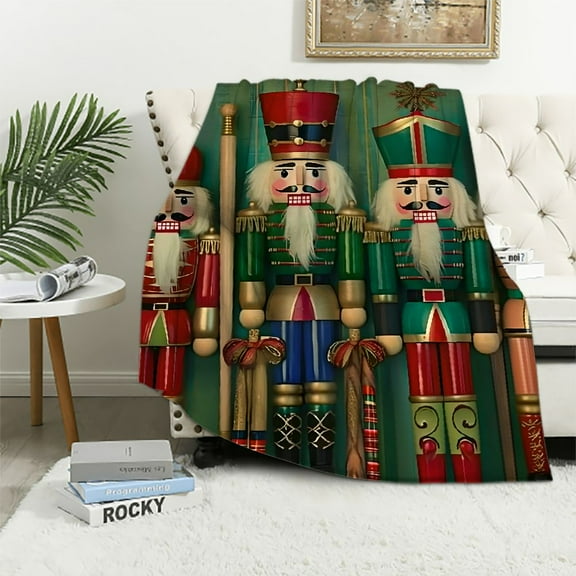Pratyus Nutcrackers Folk Art Flannel Throw Blanket for Couch Sofa Bed, Christmas Home Decor Blanket for All Seasons 40x50in