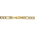 thumbnail image 3 of Real 14kt 5.25mm Semi-solid with Rhodium Pav∩┐╜ Figaro Chain Chain Bracelet; 8 inch; for Adults and Teens; for Women and Men, 3 of 4