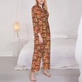 thumbnail image 3 of Fotbe Brown Owl Pattern Long Sleeve Pajama Set for Women,Sleepwear Set,2-piece Loungewear Set,Soft PJs Comfy Nightwear with Pockets -X-Large, 3 of 7