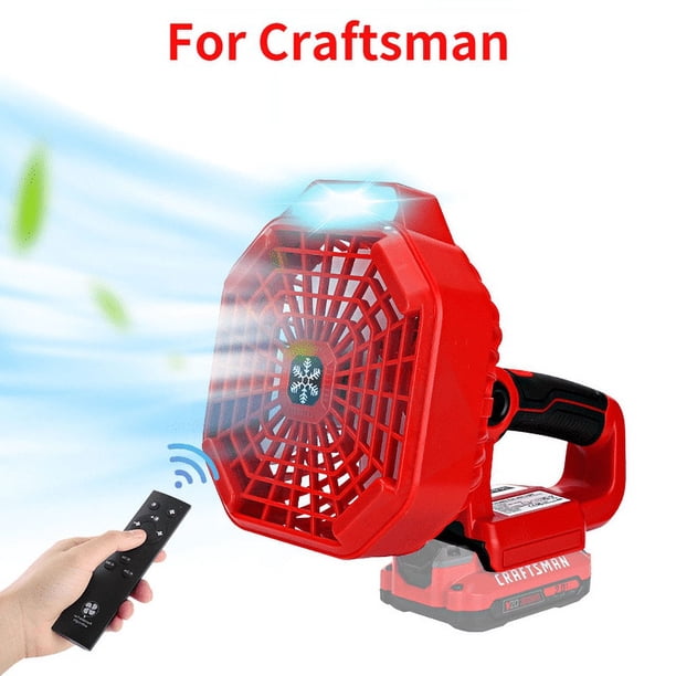 Ventilador Portátil sin Cable de 14.4-18V para Makita/Bosch/Dewalt/Milwaukee, Ventilador de Mano para Obra con Batería de Litio de 18V y Luz LED, Recargable por USB para Exteriores, Ventilador de...