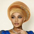 thumbnail image 5 of Slccxzc Gold Accent Pre Tied Turban Hat, Twisted Braid Head Wrap for Women, 5 of 7