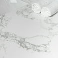thumbnail image 2 of 31-Inch Carrara White Engineered Stone Vanity Top with Undermount Ceramic Sink, 3 Faucet Holes & Backsplash for Modern Bathroom Cabinets, 2 of 9