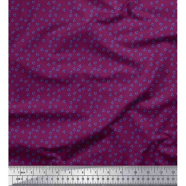 Soimoi Poly Georgette Fabric Artistic Leaves Decor Fabric Printed Yard 52 Inch Wide