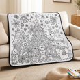 thumbnail image 2 of Christmas DIY Coloring Throw Blanket, Gingerbread Village Line Art with 24 Markers, Holiday Craft Blanket, 2 of 4