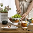 thumbnail image 3 of Cuenco alto de cerámica para ensalada de frutas, redondo, estilo pastoral, para arroz, con personalidad, para postre, 3 of 5
