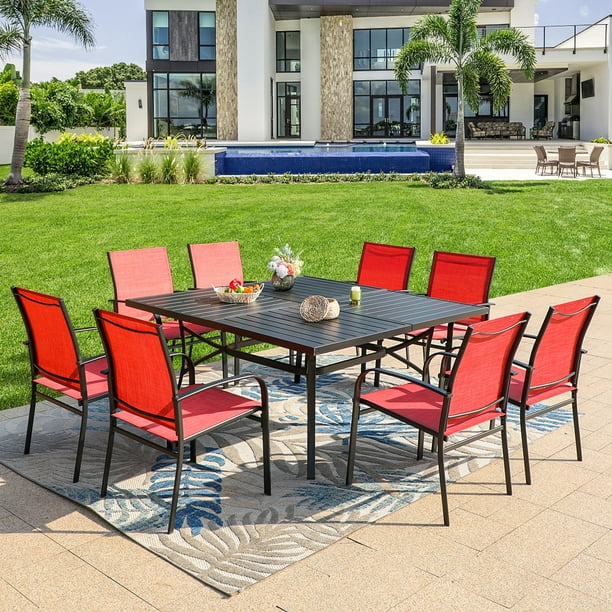 MF Studio 9Piece Outdoor Dining Set with Large Square Table